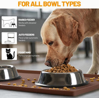 Hubulk Dog Feeding Mat,100% Waterproof Food Grade Silicone Pet Food and Water Bowl - Brown / 28"l X 18"w - image 4