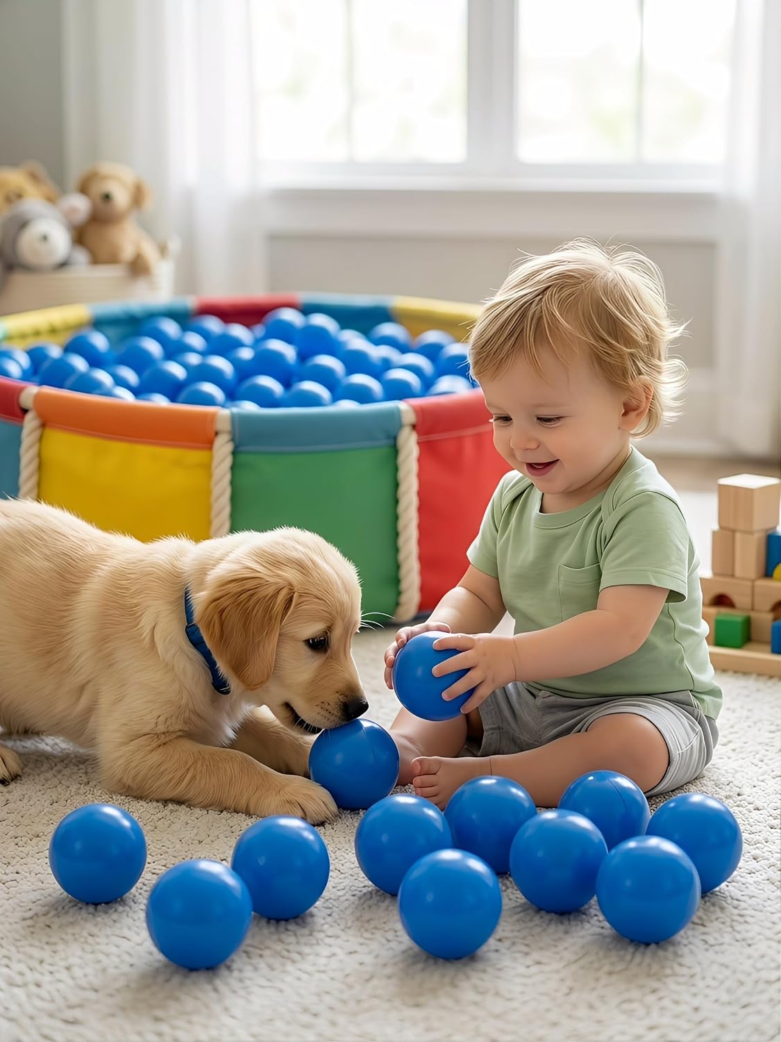 Clear Ball Pit Balls - Crush Proof Plastic Toy Balls for Boys and Girls – Fun for Kids & Family - 100 PACK / Blue - image 4