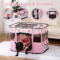 Foldable Pet Cat Playpen, Indoor Cat cage Crates S - Pink / Large（35.4"L x 27.6"W x 23.6"H） - image 3