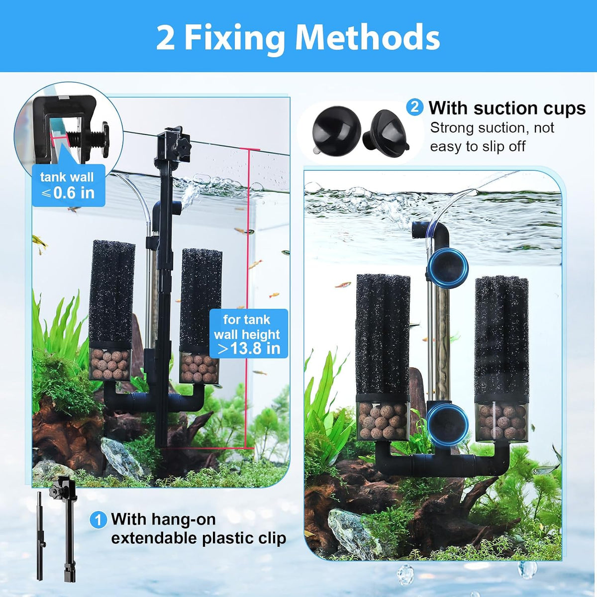 hygger Aquarium Double Sponge Filter: Upgraded Sponge Filter - S (For 10-40 Gallon) - image 4