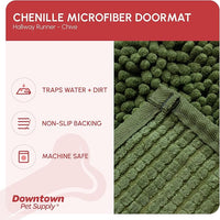 My Doggy Place Microfiber Dog Mat for Muddy Paws, 8' x 2' Chive - Non-Slip, Absorbent and Quick-Drying Dog Paw Cleaning Mat, Washer and Dryer Safe - Hallway Runner