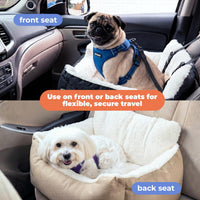 Best Pet Supplies Elevated Dog Car Seat for Small Dogs - Booster (Brown) / 21" x 20" x 14" - image 4