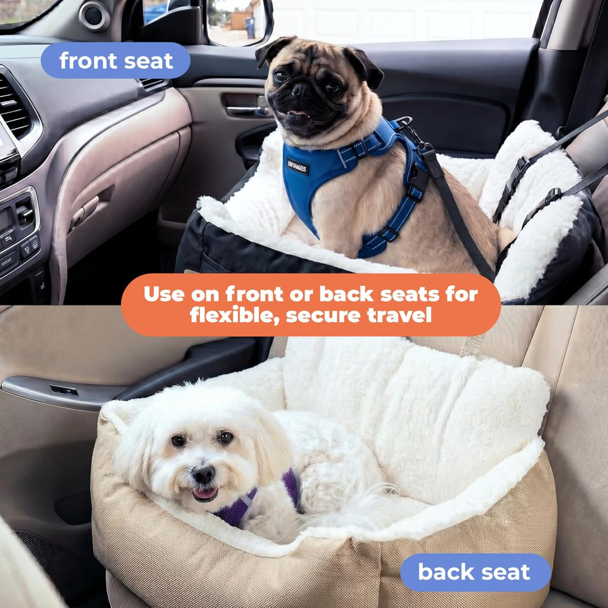 Best Pet Supplies Elevated Dog Car Seat for Small Dogs - Booster (Brown) / 21" x 20" x 14" - image 4