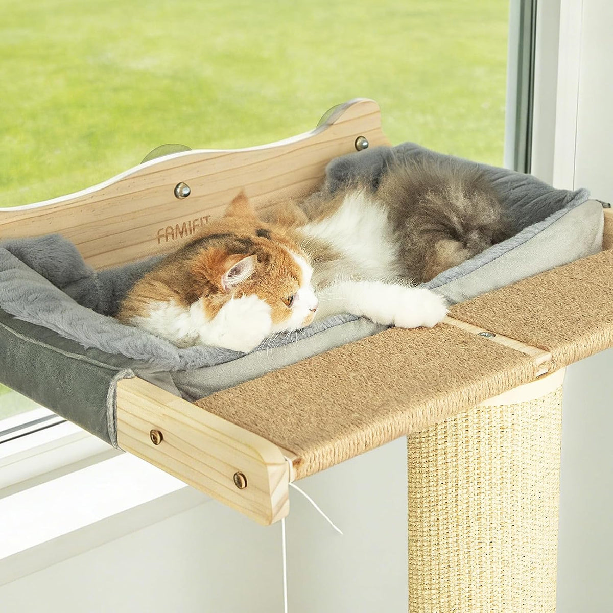 46" Tall Cat Scratching Post with Window Perch – Essentials for Cats - Grey - image 2