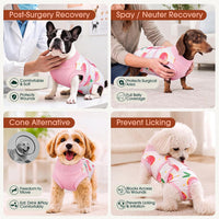 Kuoser dog recovery suit with belly opening in soft cotton spandex fabric - view 4