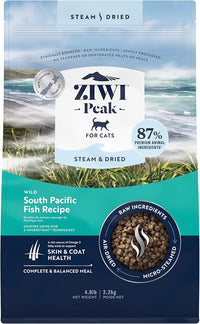 ZIWI Peak Steam & Dried Cat Food – Wild South Pacific Fish - High Protein, Skin & Coat Health, Low Carb, for All Life Stages (78.4oz)