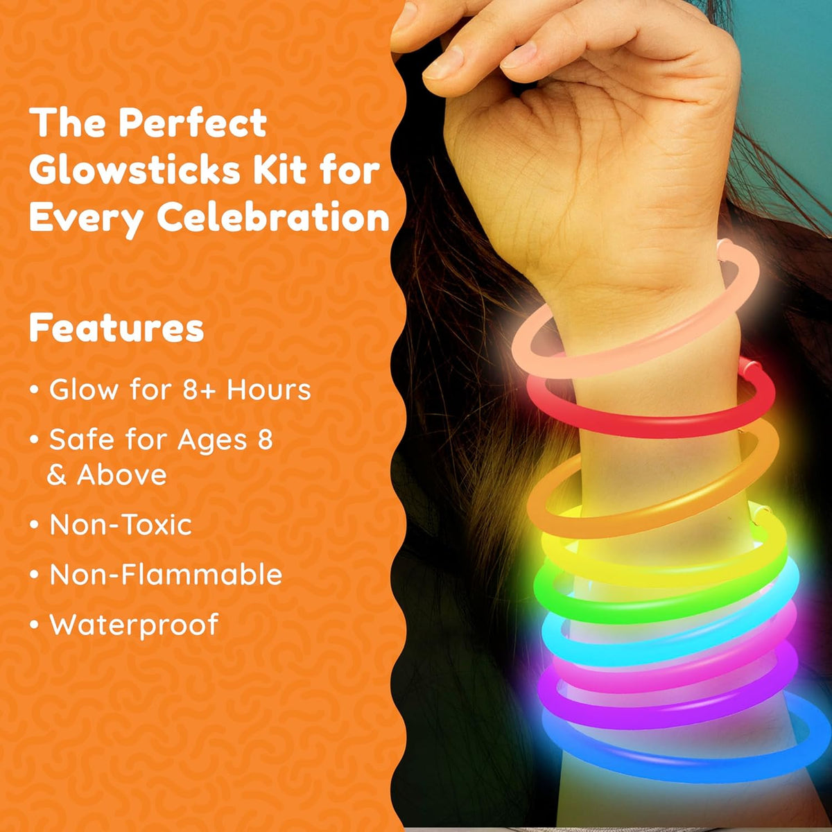 Glow Fever 209-piece glow sticks bulk party pack with connectors and glasses - view 4