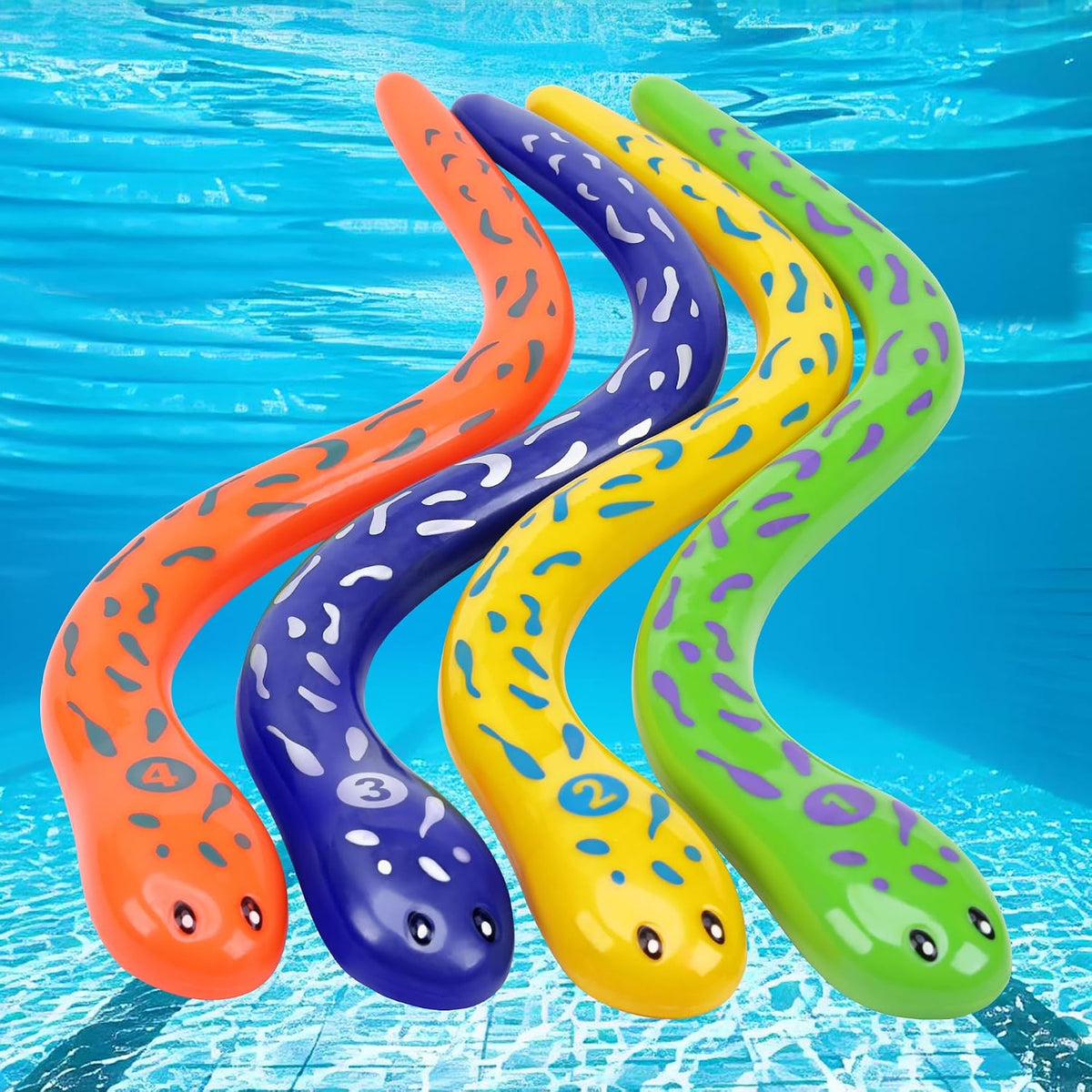 Summer Pool Toys Underwater Diving Games Dive Sticks Duck 3-Pack – Fun for Kids & Family - Snake
