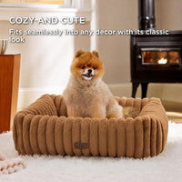 Bedsure ComfyFleece Cute Dog Bed for Small Medium Dogs Washable - S(20" x19" x6") / Camel Brown - image 3