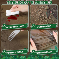 NatNarr 3 Pack Wood Grain Plastic Tablecloths - Forest Path - image 4
