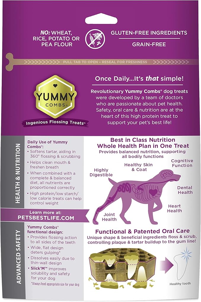 Dog Dental Treats – Vet VOHC Approved – Delicious Chicken Protein – Removes Tartar with Cleaning Comb Shape – Dental Dog Treats for Extra Large Dogs (12oz, 6 Count)