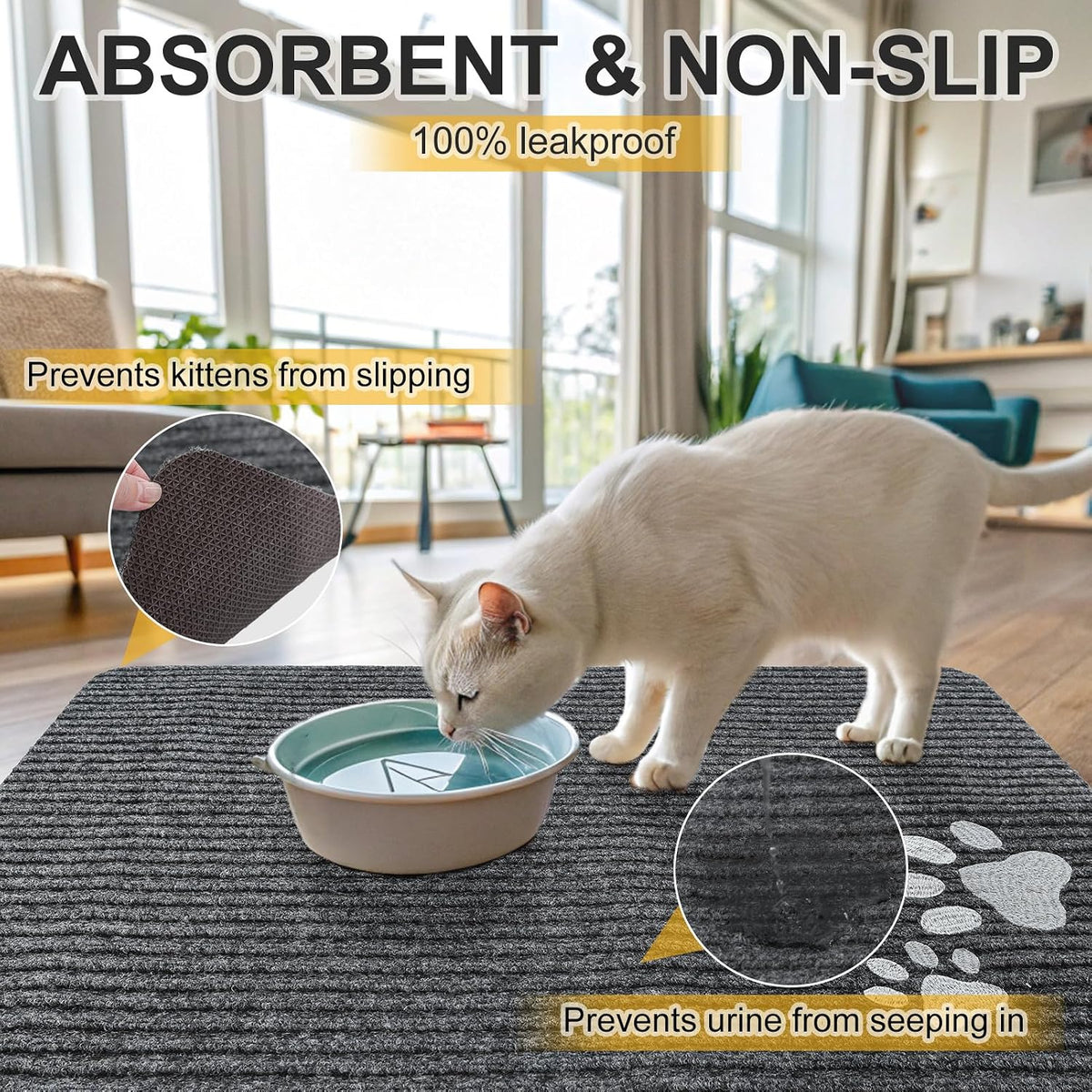 Cat Litter Mat, 20" x 28" Litter Trapping Mat, Waterproof – Daily Care for Cats - Grey / 20x28 Inch (Pack of 1) - image 4