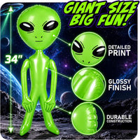 ArtCreativity set of two 34 inch green inflatable alien toys for parties and pools - view 3