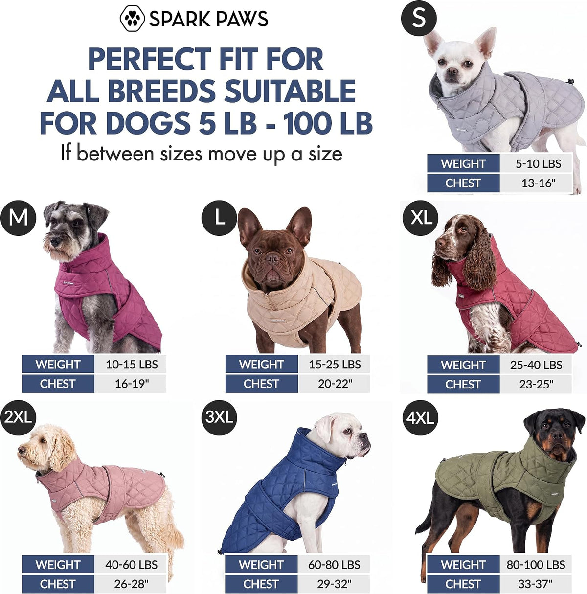 Spark Paws Quilted Dog Winter Coat - Blue / 3XL - image 2