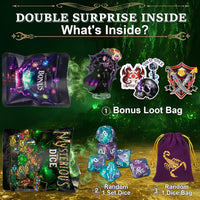 QMAY Mystery Dice Set – 7 Pcs Acrylic Polyhedral Dice + 1 Pcs Velvet Bag – Fun for Kids & Family - 1 bag Acrylic Dice + Bonus - image 2
