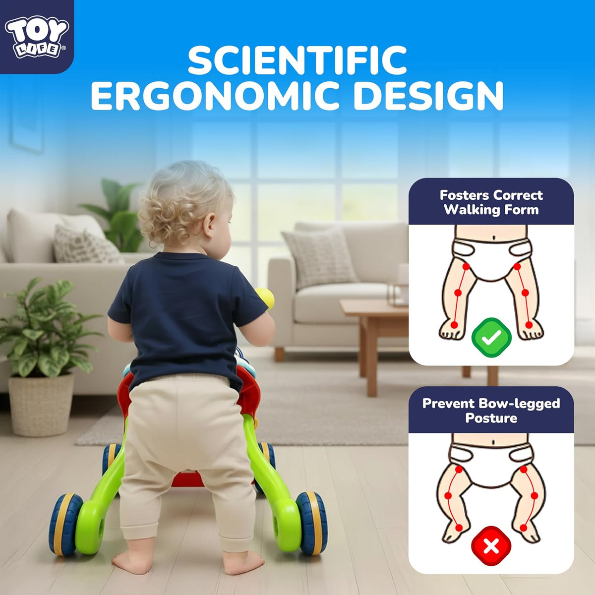 TOY Life 3-in-1 Baby Push Walker & Activity Center, 12+ Months - Primary Color - image 4