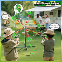 Rocket Shooting Games Toys with Rotating Target 2 Toy Guns 20 Foam - Green - image 2