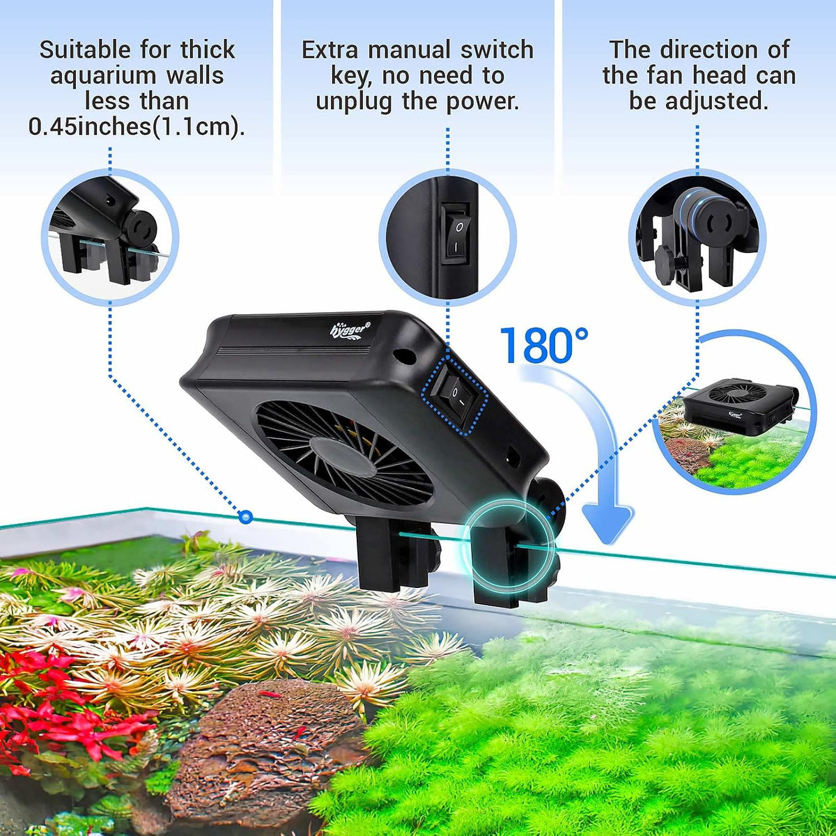 hygger Aquarium Chillers Fan - 1-Fan Head - image 3