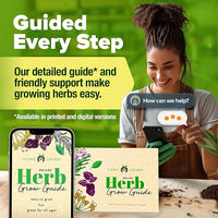 HOME GROWN Indoor Herb Garden Kit w/Glazed Ceramic Pot - Easy-to-Grow Kitchen Window Gardening Starter Set - Unique Housewarming Gift for Women, Mom, Gardeners, Friend, Her, Mother