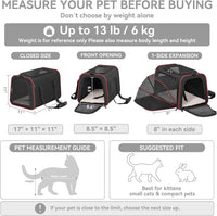 Petsfit Medium Expandable Cat Carrier for Air Travel - 17.0"L x 11.0"W x 11.0"H / Black - image 2