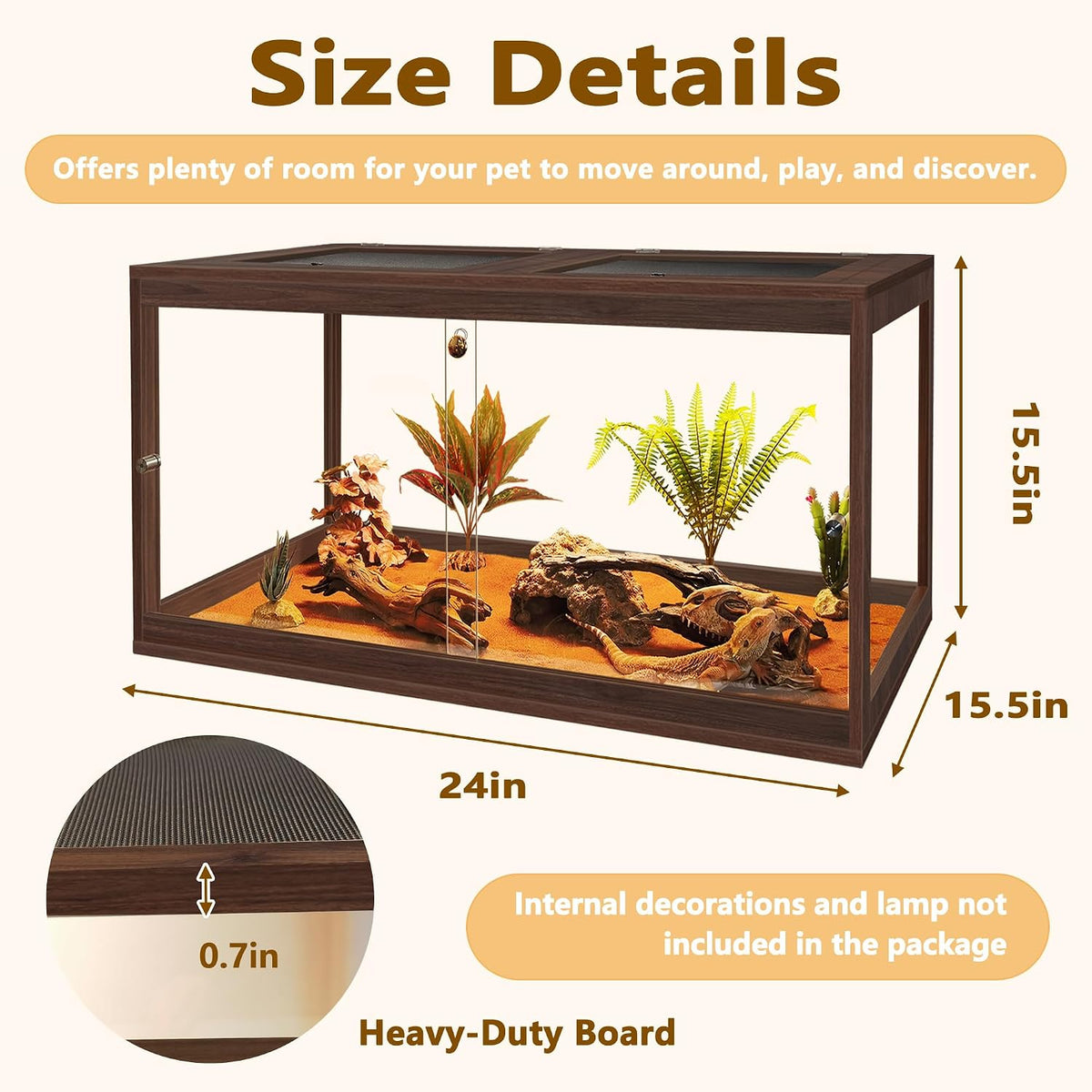 PROLEE Retile Tank, Bearded Dragon Tank - Walnut / 27 Gallons - image 2