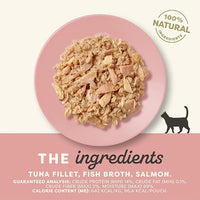 Applaws Natural Wet Cat Food in Broth, Limited Ingredient Wet Cat Food Pouches, No Additives, Made with Natural Ingredients, Tuna Fillet with Salmon in Broth (12 x 5.3oz Pouches)