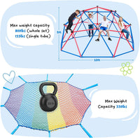 Hapfan 10 ft climbing dome with multi-color cargo net hammock for kids - view 5
