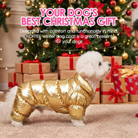 Dog Coat Waterproof Dog Jacket Fullbody Dogs Winter Coat Snowsuit – Essentials for Dogs - Gold / Large - image 4