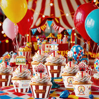 Hooqict carnival circus cupcake toppers and wrappers set, 48 pieces - view 30