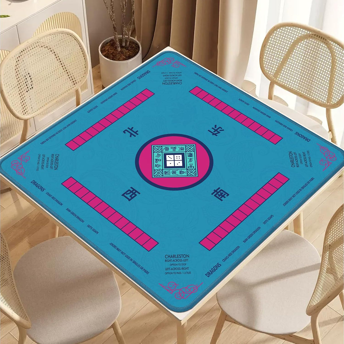 2F22E Mahjong Mat for Table 32.4" x 32.4" - Blue-2 - image 2