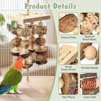 Macaw Toys Extra Large Parrot Toys Natural Wood Bird Chewing Toys - C: With Nut - image 3