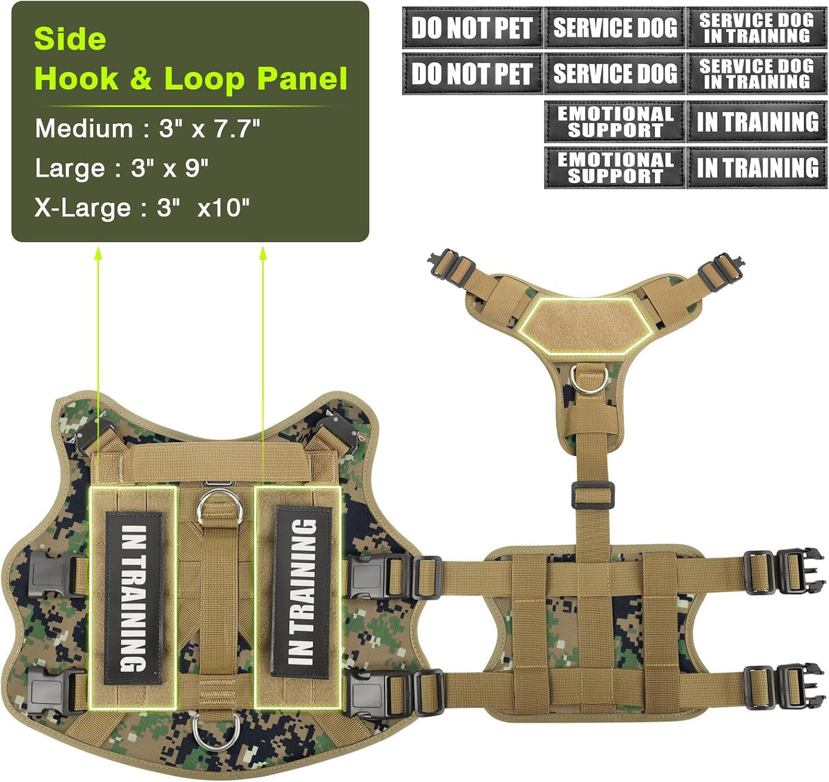 WINSEE Tactical Dog Harness with Dog Leash - Large / Camo Forest - image 4