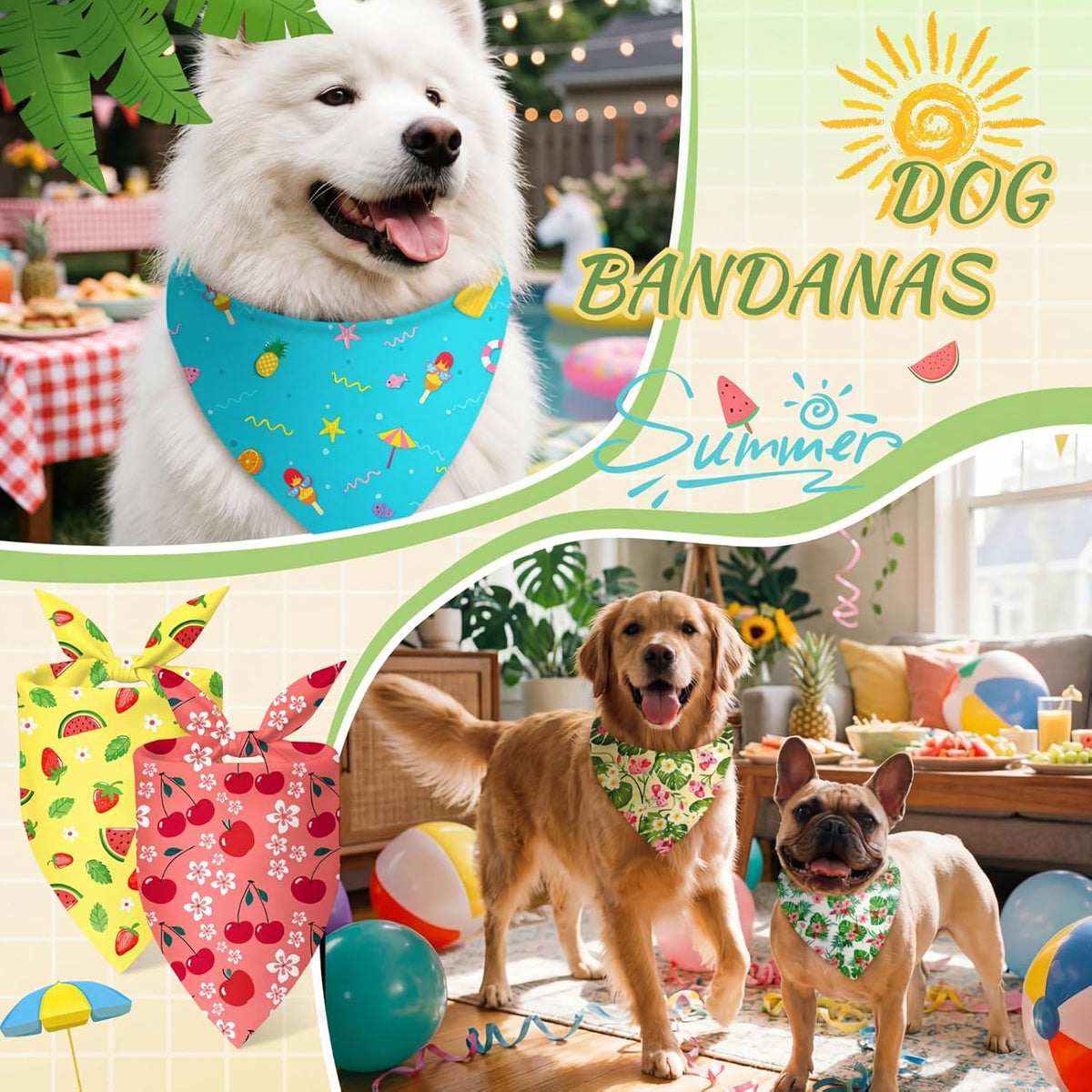 Abbylike 50 Pcs Halloween Dog Bandanas Bulk - Summer / 25.6 x 17.7 x 17.7" - image 2