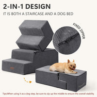 Dog Steps for High Bed, 5-Step Pet Stairs for Small Dogs and Cats – Essentials for Cats - Grey / 4 - image 4