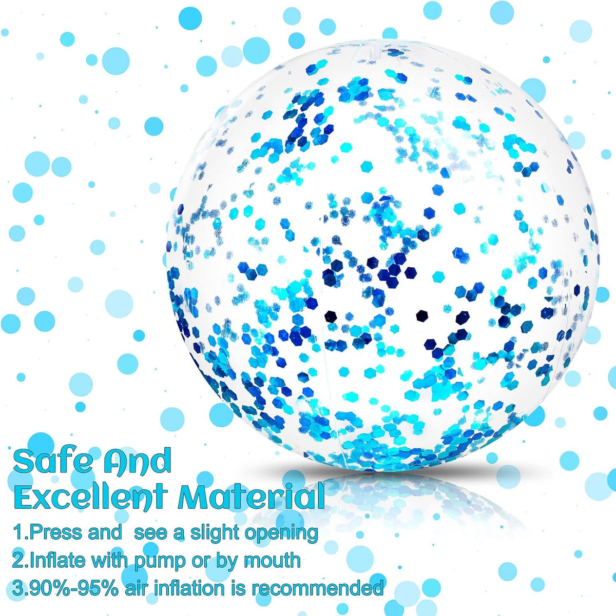 Civaner 10 Pcs Inflatable Glitter Beach Balls 16 Inch - Blue / Glitter - image 2