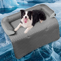 Calming Dog Bed for Couch with Cozy Raised Edge - Cooling Grey / 41"L x 37"W x 5"Th