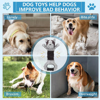 Letsmeet Plush Dog Toy with Crinkle Paper and Ropes - Grey - image 3