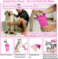 Dog Paw Cleaner Cup with Detachable Top Brush for Large & XL Dogs – Essentials for Dogs - Large(3Towels&Brush) / Pink - image 3