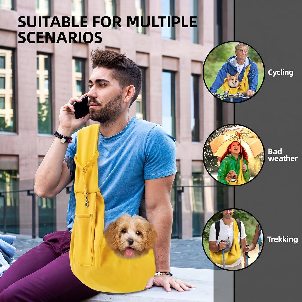 ARZQUT Dog and Cats Carrier Sling - Yellow - image 2