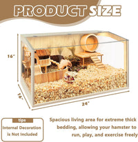 Hamster Cage Chewproof, Large Hamster Cages and Habitats - Natural Oak Wood / 24.0"L x 16.0"W x 16.0"H / Openable Window Roof - image 3