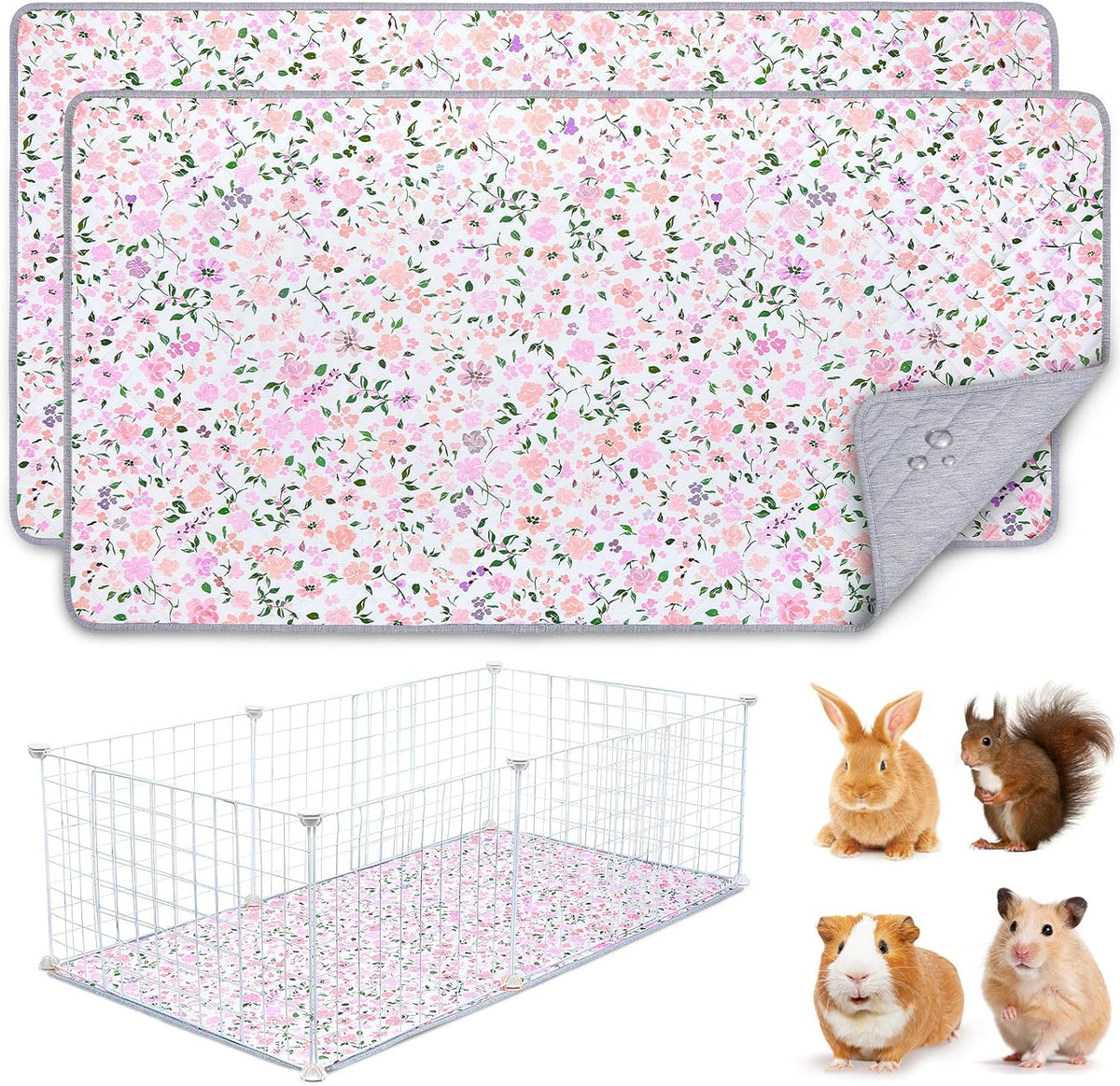 Unicorn Catcher 2 Pack Washable Guinea Pig Cage Liner - Light Pink / 47X24in