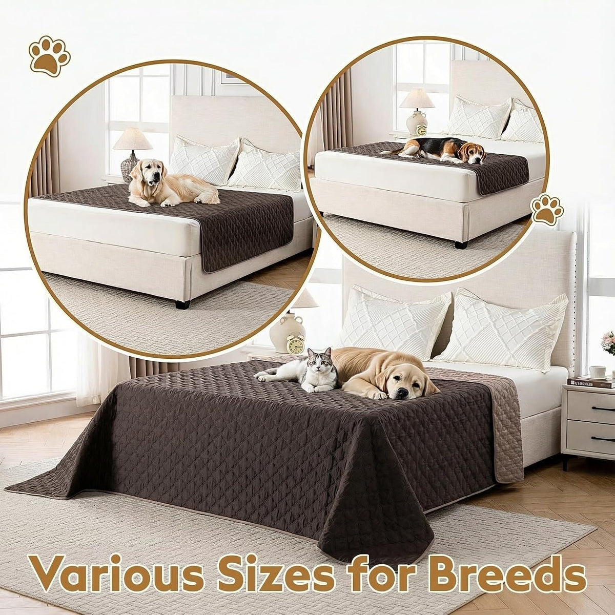 FunFurry Waterproof Dog Blanket, Couch Cover for Dogs Washable - 82 X 102 Inch - 1 Pack / Dark＆light Brown - image 4