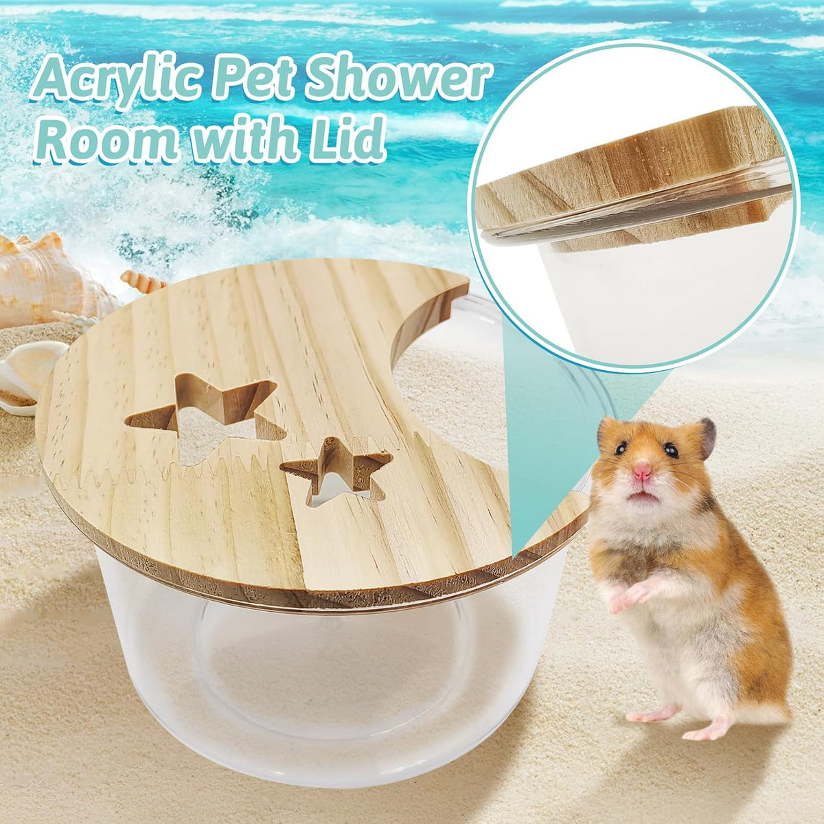 kathson Hamster Sand Bath Box Transparent Acrylic Small Animals - Circle - image 3
