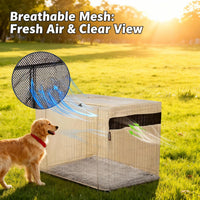 42-Inch Dog Crate Cover with Mesh, Waterproof Kennel Cover - 54.0"L x 37.0"W x 45.0"H / Beige - image 3