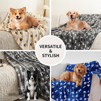 Dog Blanket Paw Bone Pattern 1 Pack 2 Super Soft Warm Flannel Sofa - 40*30 inch (Pack of 2) / Grey&beige|paw Bone - image 3