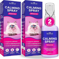 Calming Pheromone Spray & Scratch Repellent for Cats - Reduces Scratching Furniture, Pee - During Travel, Fireworks, Thunder, Vet Zone - Helps with Stress, Fighting, Hiding (100 ml (2 pack))