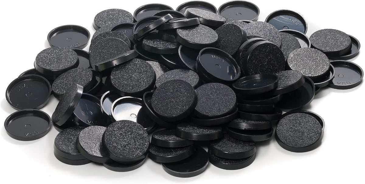 EasyPegs 32mm textured plastic round bases for wargames miniatures, 120 count