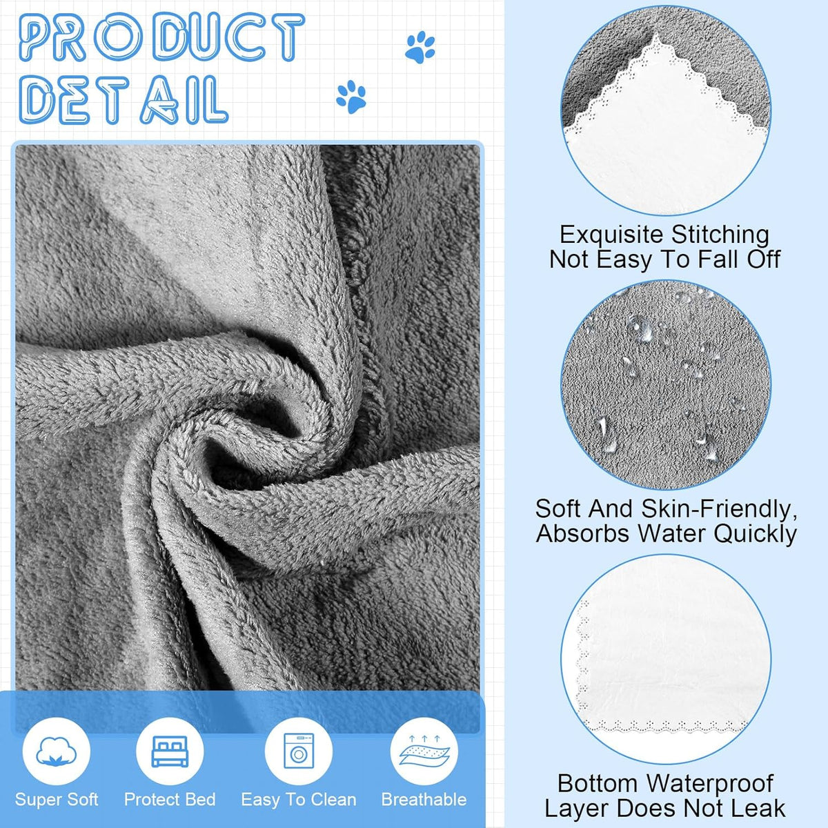 SmoothNovelty 5 Pcs Waterproof Guinea Pig Cage Liner - Gray / 18" X 24" / Classic - image 3