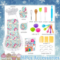 KAEGREEL Kids Baking Chef Set with Unicorn Apron and Mitt - Purple Unicorn Apron+6 Model Cookie Cutters - image 2