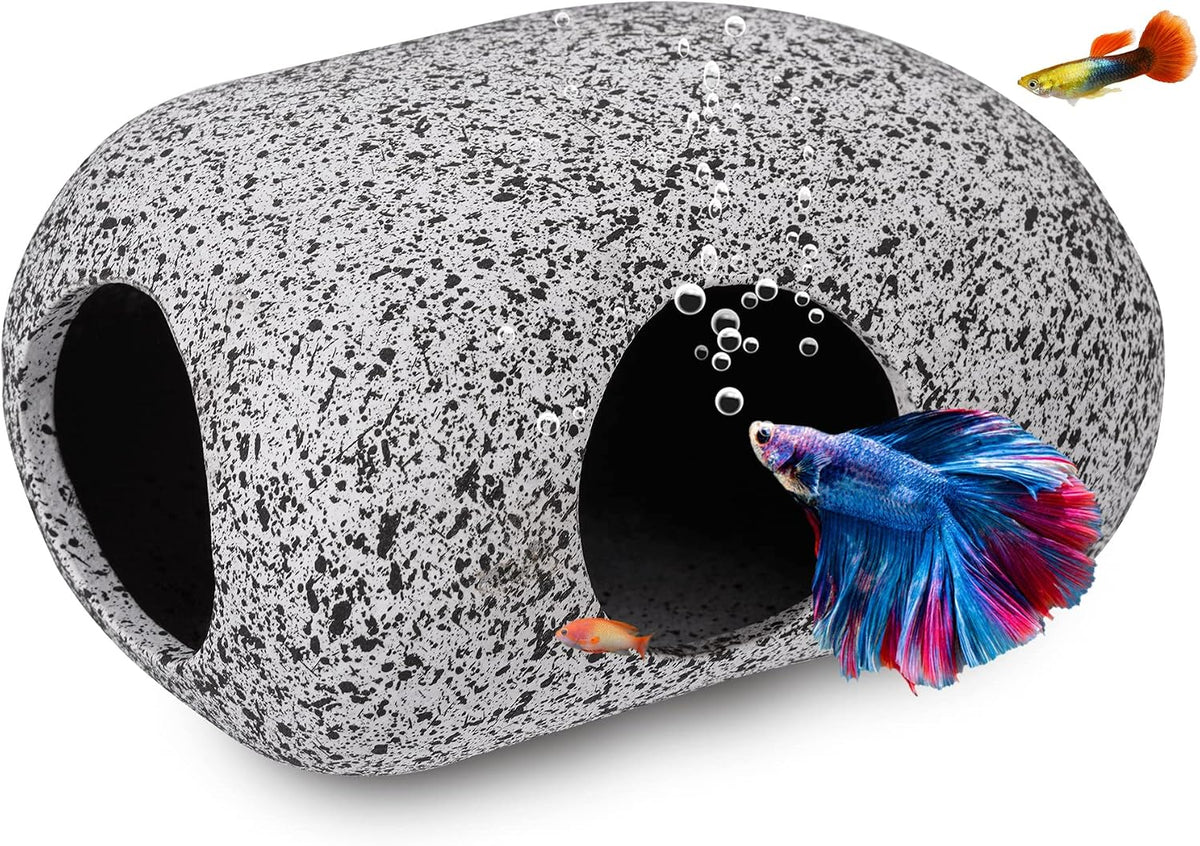 Ameliade Betta Fish Tank Rock Cave Decor Aquarium Accessories - Small (1 Piece)